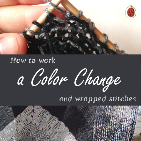 How to work a Color Change and Wrapped Stitches (at the same time)