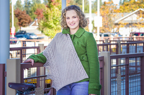 Grand Boulevard Wrap knitting Pattern by Meghan Jones, worsted weight, charted and written. 